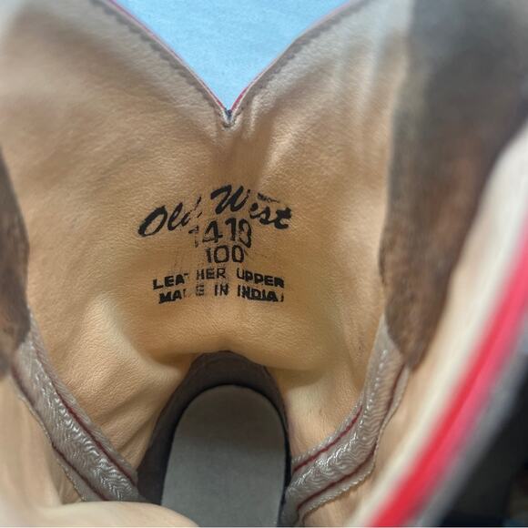 Old West Leather Cowgirl Boots Red Brown Toddler Size 100 Rodeo Western Country - Picture 8 of 13